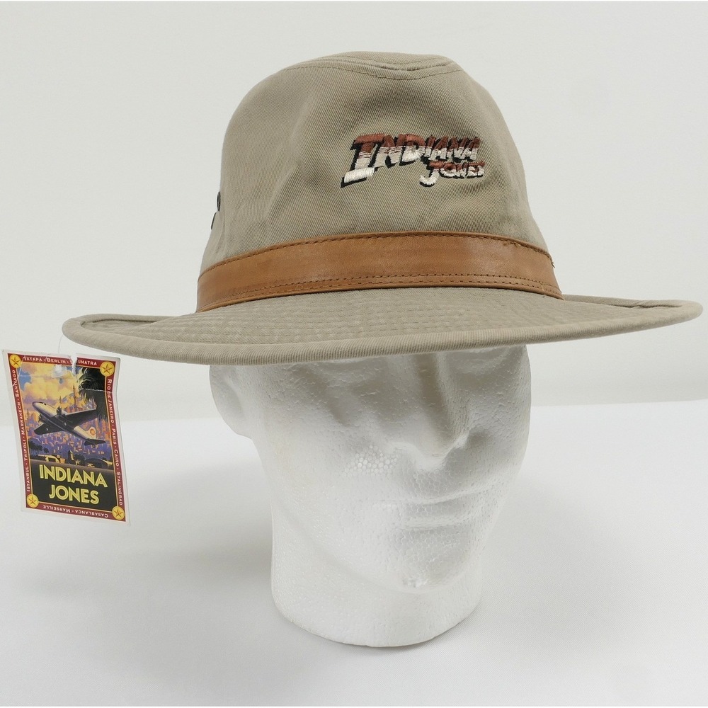 NEW Indiana Jones Dorfman Pacific Khaki Cotton Safari Fedora Hat Large Promo Y2K